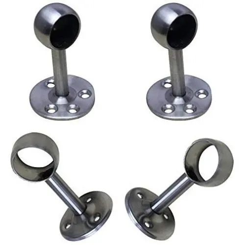 Reekey 4 Pack Clothes Hanger Hanging Tube Base Curtain End Bracket Support Kitchen Organizer (0.75") Reekey 4 Pack Clothes Hanger Hanging Tube Base Curtain End Bracket Support Kitchen Organizer (0.75")