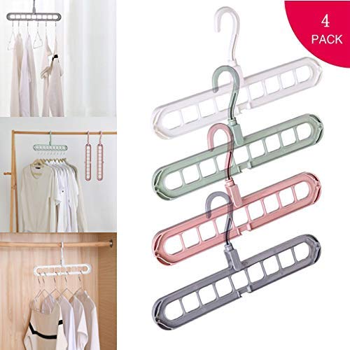 ????Libobo????4PCS Clothes Hanger Clothes 9 Hole Towel Hook Closet Organizer Plastic Storage Rack