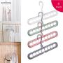 ????Libobo????4PCS Clothes Hanger Clothes 9 Hole Towel Hook Closet Organizer Plastic Storage Rack