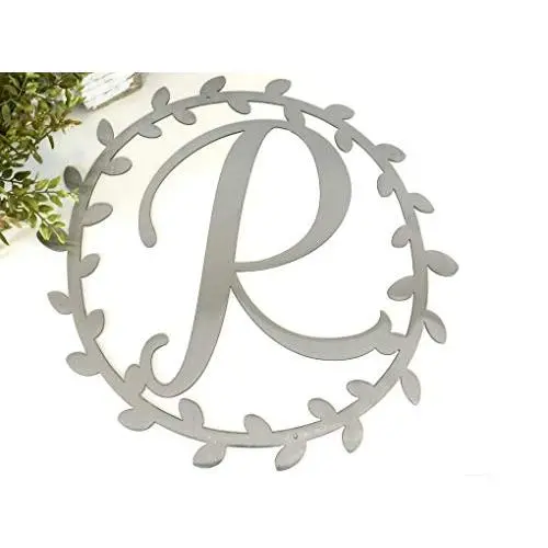 Metal Vine Monogram Custom Letter Door Hanger Wall Decor - 14”