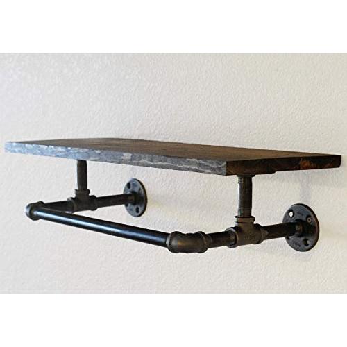 Clothes Rack With 24" Shelf, Rustic Clothing Rack, Industrial Open Shelving, Pipe Shelf with Hanger Rack