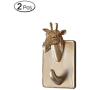 Zhi Jin 2Pc Gold Resin Animals Head Wall Hook Adhesive Door Hanger Decor for Clothes Towels Giraffe