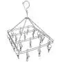 Two Layers Thick Stainless Steel Clothes Drying Rack Hanger Laundry Clothesline Hanging Rack Metal Clothespins with 20 Wire Clips for Socks Towels Underwear (Rectangle)