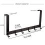 DOKU Over The Door Hooks,304 Stainless Steel Heavy Duty Organizer Rack for Coats Towels Robes Hats Clothes Hanger, Easy Install Space Saving Bathroom 6 Hooks ? Fashion Black