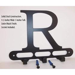 Capital Letter R Monogram Wall Hook Hanger. Satin Black. Solid Steel. Screws Included.