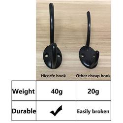 Dual Coat Hook/Hat Hooks Hardware(Upgraded&Thickened),10 Pack Heavy Duty Metal Double Coat Hanger - Wall Mounted (Two Types of Screws Included),Black Wall Hooks for Scarf, Bag, Towel, Key, Cap(10pack)