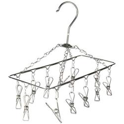 Honey-Can-Do DRY-01102 Clothes Drying Hanger Rack with 12 Clips, Chrome