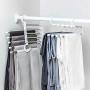 Rose-House clothes hangers ABS Stainless Steel Cloth Storage Rack Multifunction Dual Hooks 5 Ways Pants Trousers Hanger Rack Black Save Space,White