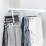 Rose-House clothes hangers ABS Stainless Steel Cloth Storage Rack Multifunction Dual Hooks 5 Ways Pants Trousers Hanger Rack Black Save Space,White