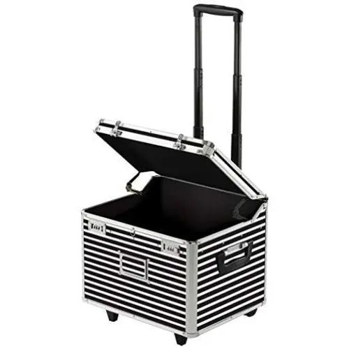 Vaultz VZ00685 Locking Mobile Rolling File Storage Chest, Letter/Legal Wheelie Case, 2 Combination Locks, 15.5 x 14.5 x 17.5 Inches, Black/White Stripe Vaultz VZ00685 Locking Mobile Rolling File Storage Chest, Letter/Legal Wheelie Case, 2 Combination Locks, 15.5 x 14.5 x 17.5 Inches, Black/White Stripe