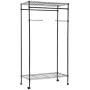 NanaPluz Rolling Portable Shelf Garment Rack Storage Adjustable Rod Double Hanging Clothes Rail Hanger with Ebook