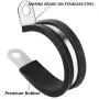 TEMOYJ 20 Pack 1/2 Inch 304 Stainless Steel Cable Clamp, Rubber Cushion Pipe Clamps, Wire Clamps TEMOYJ 20 Pack 1/2 Inch 304 Stainless Steel Cable Clamp, Rubber Cushion Pipe Clamps, Wire Clamps