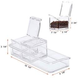 IVYONE Clear Seasoning Boxes | Seasoning Rack Spice Pots | Spice Boxes Serving Set | Storage Container Compartment Condiment Jars - Cruet with Cover and Spoon