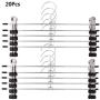 20 Pcs Stainless Steel Trouser Hanger Rack Coat Pants Skirt Hangers Clothes Stand Holder with 2 Adjustable Non-Slip Clips Random Color