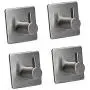 Sanibay Brushed Nickel Stainless Steel Adhesive Hooks Towel Hooks Bag Hat Clothes Hangers Wall Stick Hooks for Bathroom Bedroom Office Kitchen (4 Pieces)