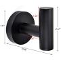 Eluck Robe Towel Hook Matte Black SUS304 Stainless Steel Single Wall Mounted Bath Hooks Round Utility Heavy Duty Door Hanger for Bathroom Kitchen Clothes Cabinet Closet