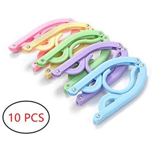 FEIDOL 10 PCS Outdoor Clothes Hangers Portable Folding Clothes Hangers Clothes Drying Rack for Travel Colorful Clothing Hanger for Hotel Hiking Camping