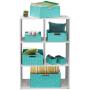 Sorbus Storage Boxes Woven Basket Bin Container Tote Cube Organizer Set Stackable Storage Basket Woven Strap Shelf Organizer Built-in Carry Handles (7 Piece - Aqua)