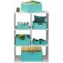 Sorbus Storage Boxes Woven Basket Bin Container Tote Cube Organizer Set Stackable Storage Basket Woven Strap Shelf Organizer Built-in Carry Handles (7 Piece - Aqua)