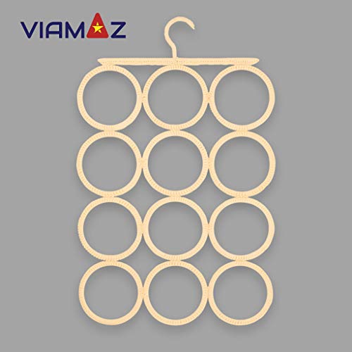 VIAMAZ Scarf Hanger Organizer Holder 12 Loops, Closet Organizer Hanger Space Saving Sock Drying Hanger for Glasses Belts Socks Scarves Clothes Hijab Bra | Travel Accessories Hotel Home Décor Gift