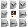 Ouddy Adhesive Hooks 8 Packs Heavy Duty Wall Hooks Hangers Waterproof Stainless Steel Towel Hooks for Hanging in Bathroom Home Kitchen Office Umbrellas, Scarves, Robes, Bags, Hats, Clothes, Keys