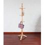 Cxjff Floor Standing Coat Rack Clothes Hat Stand Hanger Solid Wooden 3 Feet 12 Hooks, Wood Color, 50 50 180CM (Size : 5050180CM)