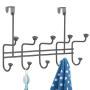 mDesign Decorative Metal Over Door 10 Hook Storage Organizer Rack - for Coats, Hoodies, Hats, Scarves, Purses, Leashes, Bath Towels, Robes, Mens and Womens Clothing - Graphite Gray