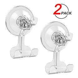 Suction Cup Hook LUXEAR Transparent Reusable Hook Razor Holder for Shower Bathroom Livingroom Kitchen Hook No Scratch Waterproof Oilproof Kitchen Wall Hanger (2 pcs Transparent)