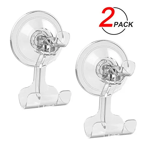 Suction Cup Hook LUXEAR Transparent Reusable Hook Razor Holder for Shower Bathroom Livingroom Kitchen Hook No Scratch Waterproof Oilproof Kitchen Wall Hanger (2 pcs Transparent)