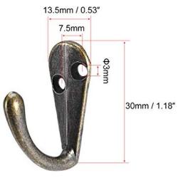 uxcell 5Pcs Wall Mounted Hook Robe Hooks Retro Style Single Clothes Hanger, Zinc Alloy, Bronze Tone