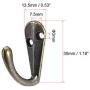 uxcell 5Pcs Wall Mounted Hook Robe Hooks Retro Style Single Clothes Hanger, Zinc Alloy, Bronze Tone