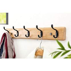 MAODATOU-Home Coat Hooks Clothes Hat Shelf Wall Hanger Multiple Clothes Hanger Solid Wood Wall Hanger Coat Rack Door Hanger Hanger Wall Hanger 7.515(35.6~74) cm (Color : Wood, Size : 3 Hooks)