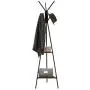 SONGMICS Coat Rack Stand, Coat Tree, Hall Tree Free Standing, Industrial Style, with 2 Shelves, for Clothes, Hat, Bag, Black, Vintage URCR16BX