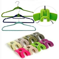 20pcs Creative Mini Flocking Clothes Hanger Easy Hook Closet Random Color