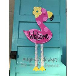 flamingo door hanger wood summer wreath