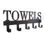 MINCORD Towel Racks Black Metal Wall Mounted Towel Holder 5 Hooks Towel Hanger Rack for Kitchen Storage Organizer Rack, Bathroom Towels
