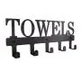 MINCORD Towel Racks Black Metal Wall Mounted Towel Holder 5 Hooks Towel Hanger Rack for Kitchen Storage Organizer Rack, Bathroom Towels