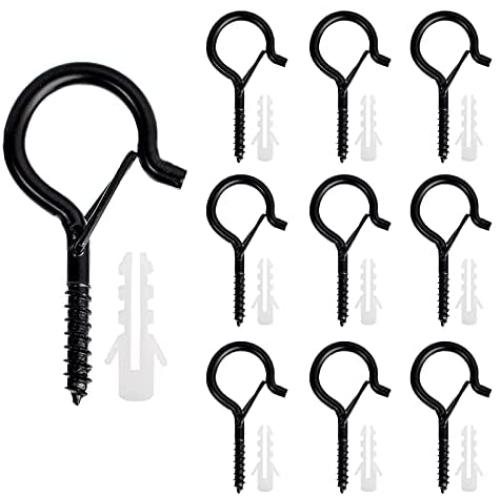 Benvo 10 Pieces Outdoor Q-Hanger Easy Release Screw Wire Hanger Hooks Christmas Light Hooks with Safe Buckle for String Lights New Year Party Outside Led Wire and Fairy Light Hangers for House Garage