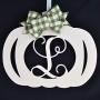 Ivory Pumpkin Monogram Door Hanger | Farmhouse Thanksgiving Wreath | Off White | CHOOSE YOUR BOW!