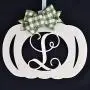 Ivory Pumpkin Monogram Door Hanger | Farmhouse Thanksgiving Wreath | Off White | CHOOSE YOUR BOW!