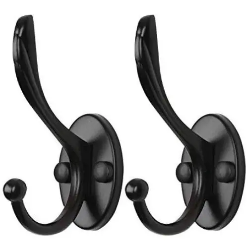 uxcell 2pcs Dual Wall Hooks Zinc Alloy Wall Mounted Coat Hat Double Robe Hooks Clothes Hanger Holder w Screws Black uxcell 2pcs Dual Wall Hooks Zinc Alloy Wall Mounted Coat Hat Double Robe Hooks Clothes Hanger Holder w Screws Black