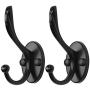 uxcell 2pcs Dual Wall Hooks Zinc Alloy Wall Mounted Coat Hat Double Robe Hooks Clothes Hanger Holder w Screws Black