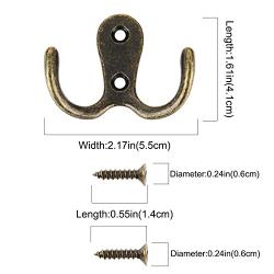 Maosifang 16 Pieces Double Prong Robe Hook Retro Cloth Hanger with 32 Pieces Screws,Bronze