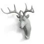 HERNGEE Deer Head Single Wall Hook/Hanger Animal Shaped Coat Hat Hook Heavy Duty, Rustic, Decorative Gift, Grey