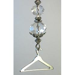 Silver Closet Clothes Hanger with Crystal Clear Glass Ceiling Fan Pull Chain or Light Pull