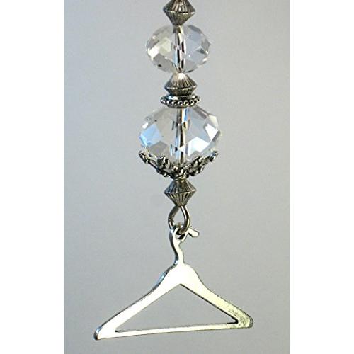 Silver Closet Clothes Hanger with Crystal Clear Glass Ceiling Fan Pull Chain or Light Pull