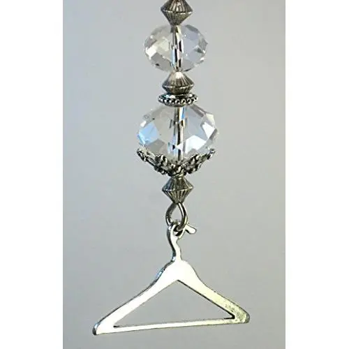 Silver Closet Clothes Hanger with Crystal Clear Glass Ceiling Fan Pull Chain or Light Pull