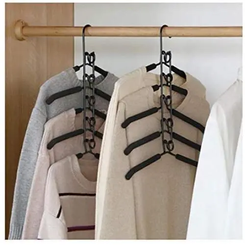 2pcs Magic Clothes Storage Steel Drying Racks Fish Bone Multi-Layer Clothes Hanger Wardrobe Organizer Clothing Support