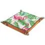 Pink Flamingo with Green Palm Leather Tray Dice Boxes Bedside Tray Key Watches and Candy Holder Sundries Entryway Tray,20.5x20.5cm Pink Flamingo with Green Palm Leather Tray Dice Boxes Bedside Tray Key Watches and Candy Holder Sundries Entryway Tray,20.5x20.5cm