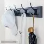 Wall Mounted Coat and Hat Hook Dual Robe Hanger 1" Wide Small Double Prong Hook, 6 Pieces, Black